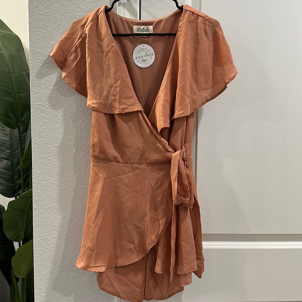 Listicle Terracotta Wrap Jumpsuit